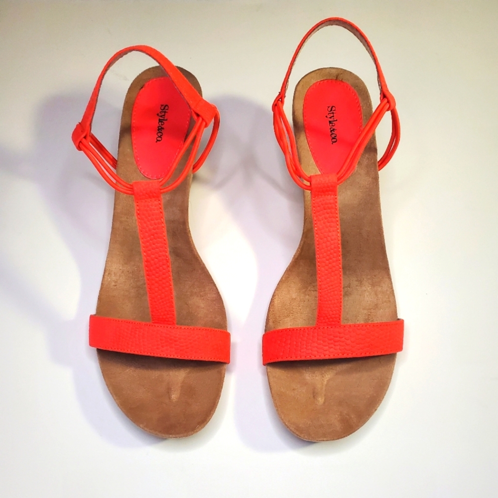 Women's Mulan Wedge Sandals, Created for Macy's . Size10 M Bright Coral New
